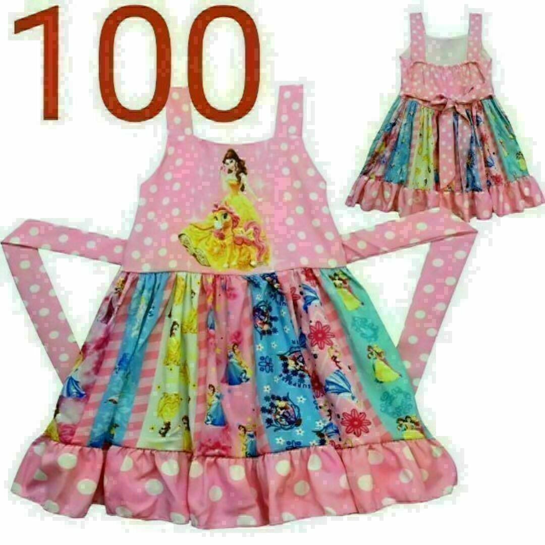 かわいい♡ディズニープリンセス♡パッチワークワンピース♡ピンク 100 キッズ/ベビー/マタニティのキッズ服女の子用(90cm~)(ワンピース)の商品写真