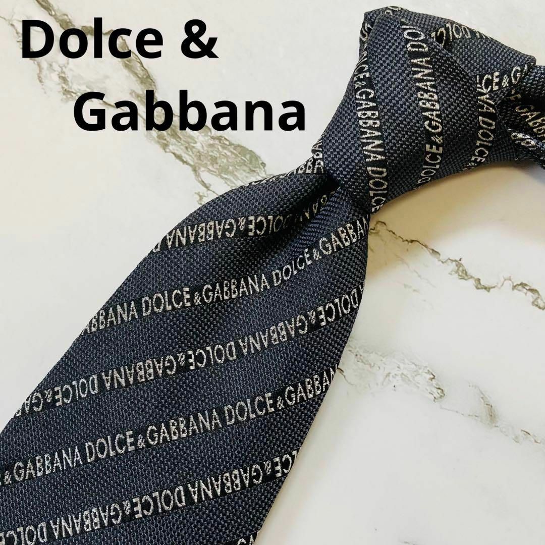 DOLCE&GABBANA(ドルチェアンドガッバーナ)の美品★ドルチェ＆ガッバーナ★ネクタイ★文字★総柄★レジメンタル★シルク★イタリア メンズのファッション小物(ネクタイ)の商品写真