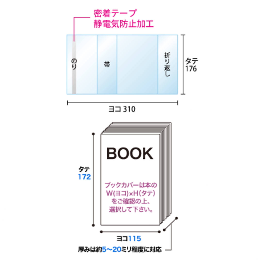[25枚] 透明ブックカバー 少し低めの少年コミック用 OPP 日本製 エンタメ/ホビーの漫画(その他)の商品写真