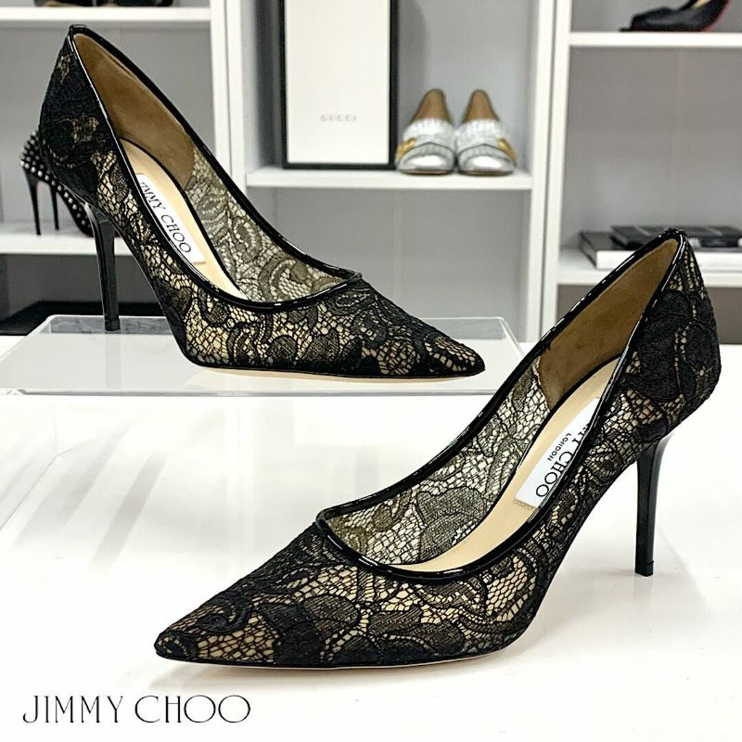 JIMMY CHOO(ジミーチュウ)の8264 ジミーチュウ レース パンプス ブラック レディースの靴/シューズ(ハイヒール/パンプス)の商品写真