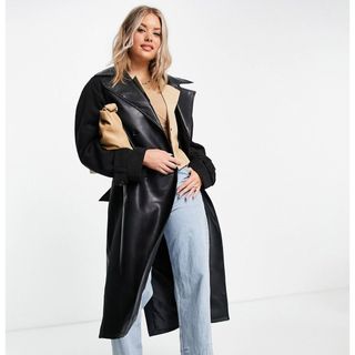 エイソス(asos)の【ASOS】レザー ロング ジャケット コート ブラック(レザージャケット)