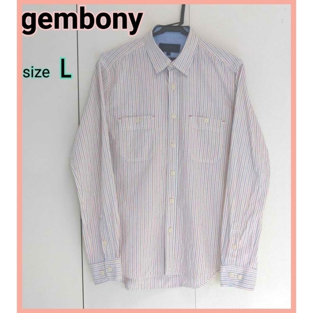 GEMBONY(ジェムボニー)の激安 シャツ ストライプ Gembony ジェムボニー 長袖 綿100% L メンズのトップス(シャツ)の商品写真