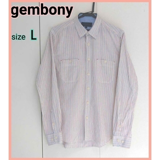 ジェムボニー(GEMBONY)の激安 シャツ ストライプ Gembony ジェムボニー 長袖 綿100% L(シャツ)