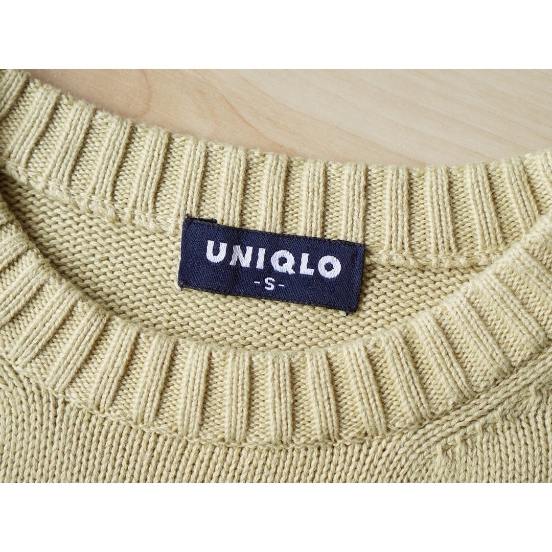 VINTAGE(ヴィンテージ)の00s OLD UNIQLO クルーネック コットンニット 無地 メンズのトップス(ニット/セーター)の商品写真