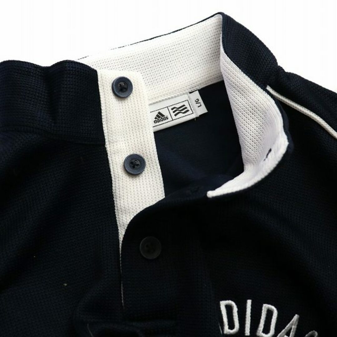 adidas(アディダス)のadidas カラーブロックレイヤードシャツ ゴルフウェア ポロシャツ L 紺 スポーツ/アウトドアのゴルフ(ウエア)の商品写真