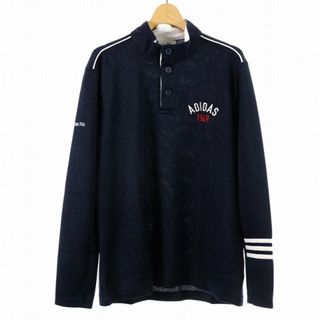 アディダス(adidas)のadidas カラーブロックレイヤードシャツ ゴルフウェア ポロシャツ L 紺(ウエア)