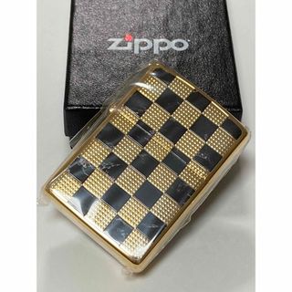 大理石 柄 ゴールド チェック ブラック ZIPPO(タバコグッズ)