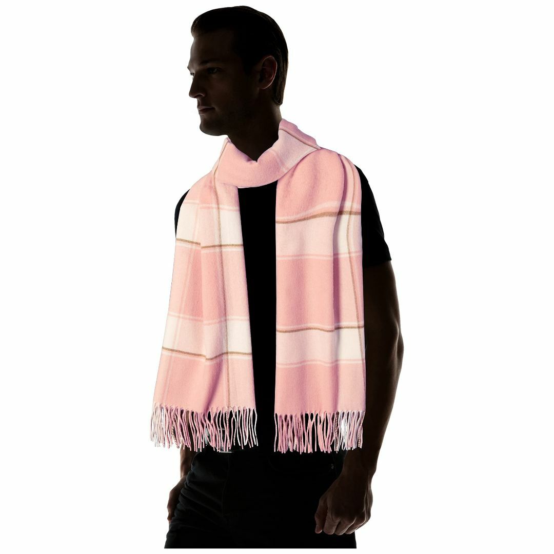 【色: ピンク】[ビームス デザイン] ユニセックス大人 ウールカシミヤチェック レディースのファッション小物(その他)の商品写真