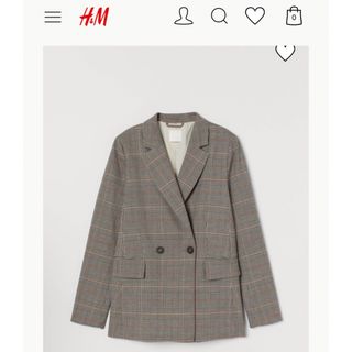 H&M - H＆M  ダブルブレストジャケット34 チェック S テーラードジャケット 