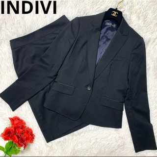 INDIVI - 【極美品】INDIVI 高級 スカートスーツ シルク混 ブラック 36