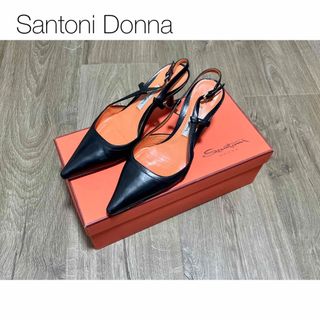 Santoni donna ブラック バックバンド パンプス #ドレッシー