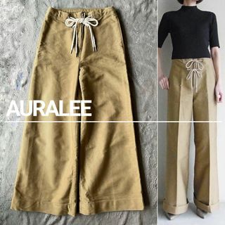 オーラリー(AURALEE)の【希少】AURALEE オーラリー ワイドパンツ ベージュ 0(カジュアルパンツ)