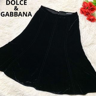 ドルチェアンドガッバーナ(DOLCE&GABBANA)の【美品】DOLCE & GABBANA フレアスカート ベロア シルクブレンド(ひざ丈スカート)