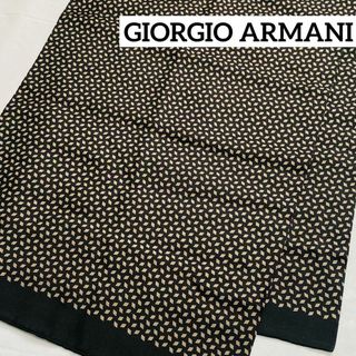 Giorgio Armani - 美品 ★GIORGIO ARMANI★ ロングスカーフ ひし形 シルク ブラック