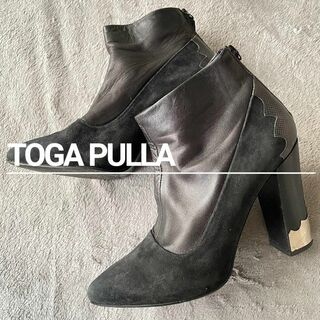 トーガプルラ(TOGA PULLA)の【希少】TOGA PULLA レザー メタル ブーツ ブラック 38(ブーツ)