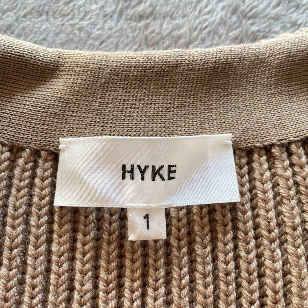 HYKE(ハイク)の【美品】HYKE ハイク ハイゲージ ミドルニットカーディガン コヨーテブラウン レディースのトップス(カーディガン)の商品写真