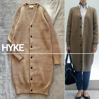 ハイク(HYKE)の【美品】HYKE ハイク ハイゲージ ミドルニットカーディガン コヨーテブラウン(カーディガン)