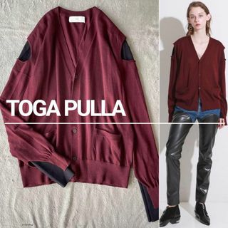 トーガプルラ(TOGA PULLA)の【美品】TOGA PULLA ハイゲージ ニット カーディガン ボルドー(カーディガン)