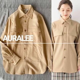 オーラリー(AURALEE)の【美品】AURALEE オーラリー ベージュ ウールフランネルシャツ(シャツ/ブラウス(長袖/七分))