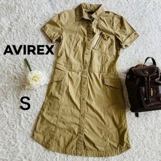 アヴィレックス(AVIREX)の美品★アヴィレックス★ミリタリーシャツワンピース★半袖★カジュアルワンピース　S(ひざ丈ワンピース)