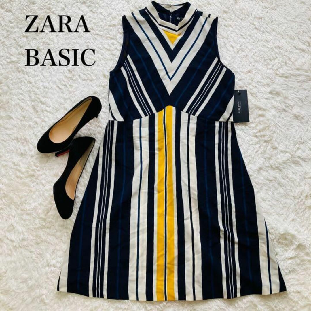 未使用タグ付★ZARA★ノースリーブ★ストライプ★ワンピース★マルチカラー★XS レディースのワンピース(ひざ丈ワンピース)の商品写真