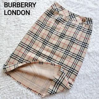 BURBERRY - 未使用級✨バーバリーロンドン スカート ノバチェック リネン シルク ホースロゴ