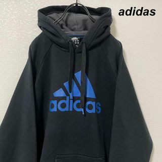 アディダス(adidas)のアディダス スウェット パーカー 黒 プリント デカロゴ ラグラン(パーカー)