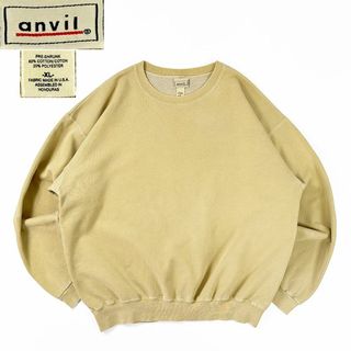 アンビル(Anvil)の90s◎anvil 無地 スウェット USA製コットン マスタードイエロー XL(スウェット)