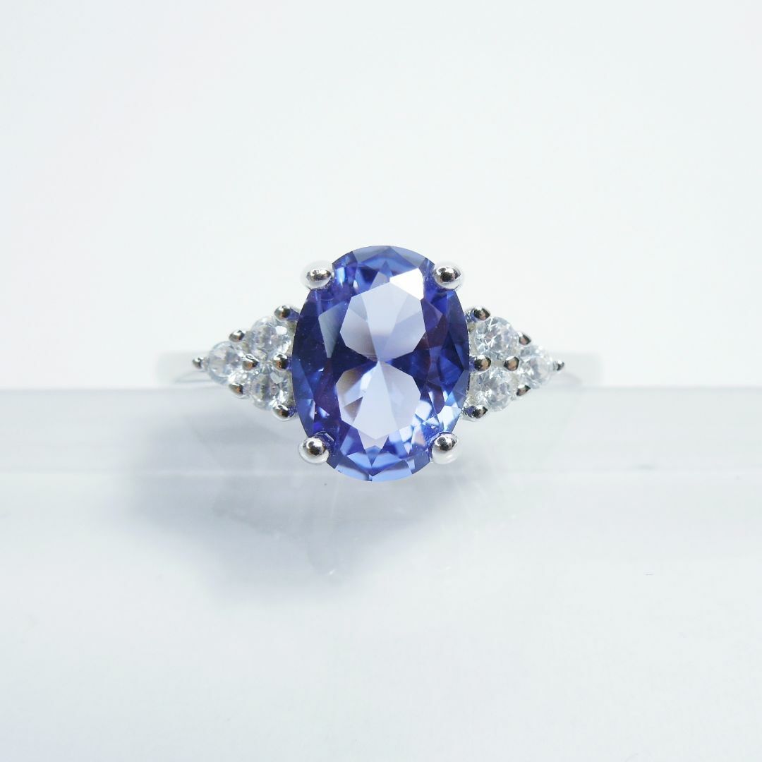 約14号強 タンザナイトオーバルリング 指輪 CreatedTanzanite レディースのアクセサリー(リング(指輪))の商品写真