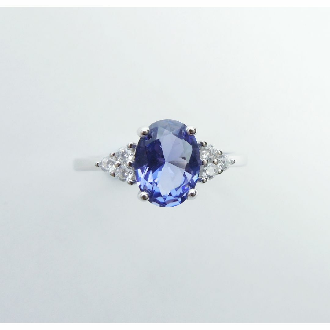 約14号強 タンザナイトオーバルリング 指輪 CreatedTanzanite レディースのアクセサリー(リング(指輪))の商品写真