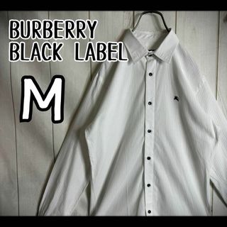 バーバリーブラックレーベル(BURBERRY BLACK LABEL)の【希少デザイン】　バーバリーブラックレーベル　長袖シャツ　ホース刺繍　ストライプ(Tシャツ/カットソー(七分/長袖))