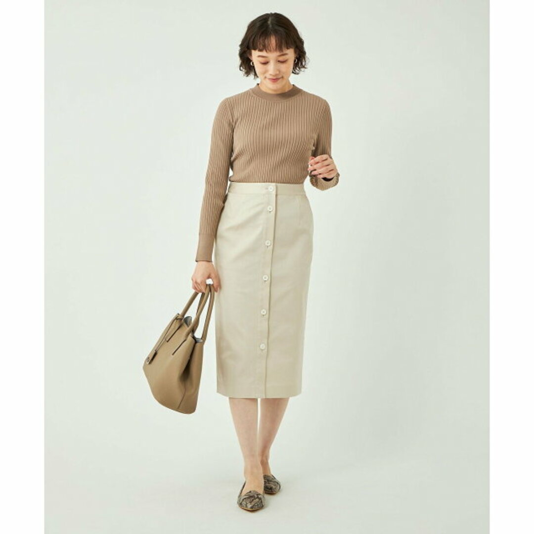 UNITED ARROWS green label relaxing(ユナイテッドアローズグリーンレーベルリラクシング)の【NATURAL】【S(36)】シャンブレー サテン フロントボタン タイトスカート -ストレッチ- レディースのスカート(ロングスカート)の商品写真