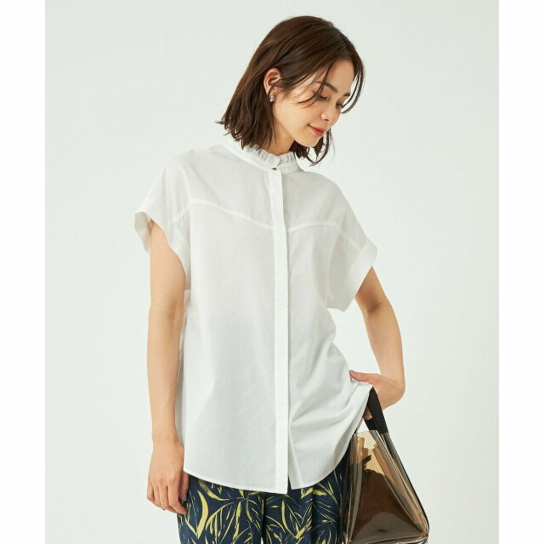 UNITED ARROWS green label relaxing(ユナイテッドアローズグリーンレーベルリラクシング)の【WHITE】【FREE】フリルネック ノースリーブ ブラウス レディースのトップス(シャツ/ブラウス(長袖/七分))の商品写真