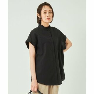 ユナイテッドアローズグリーンレーベルリラクシング(UNITED ARROWS green label relaxing)の【BLACK】フリルネック ノースリーブ ブラウス(シャツ/ブラウス(長袖/七分))