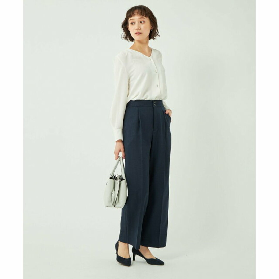 UNITED ARROWS green label relaxing(ユナイテッドアローズグリーンレーベルリラクシング)の【NAVY】【S(36)】スラブツイル ワイド ストレート パンツ -防シワ- レディースのパンツ(その他)の商品写真