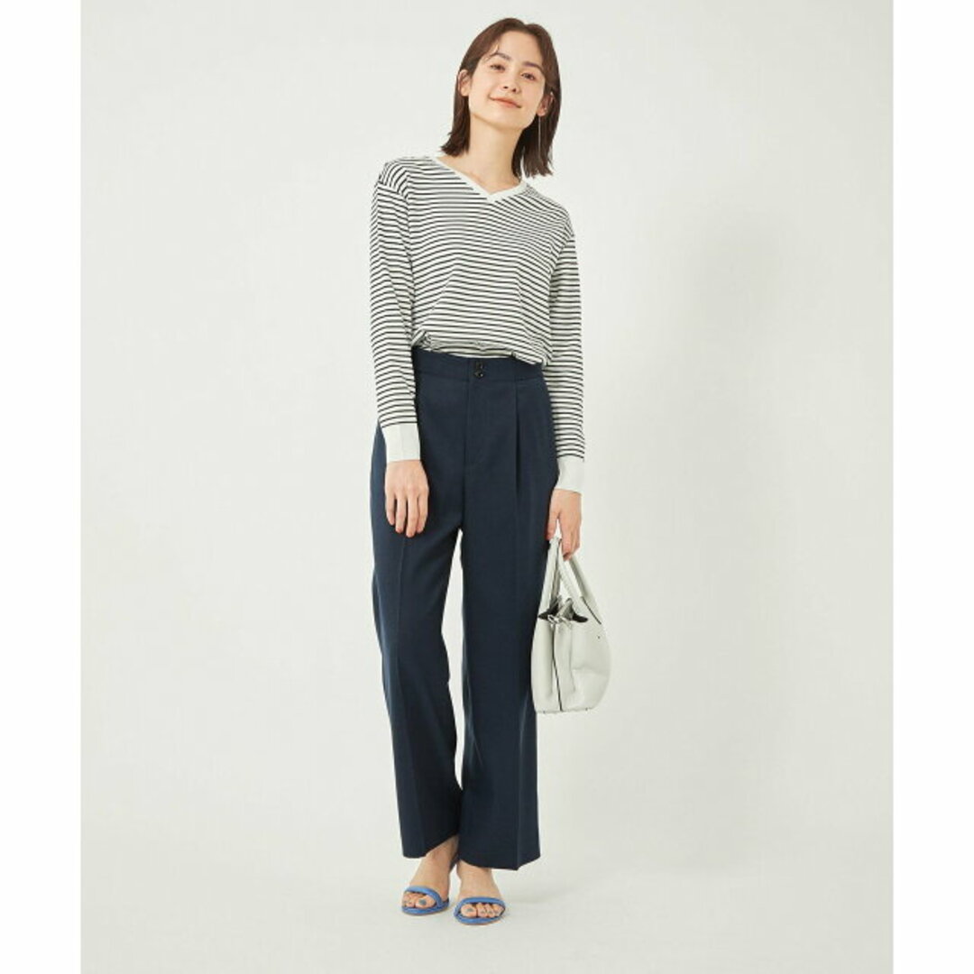 UNITED ARROWS green label relaxing(ユナイテッドアローズグリーンレーベルリラクシング)の【NAVY】【S(36)】スラブツイル ワイド ストレート パンツ -防シワ- レディースのパンツ(その他)の商品写真