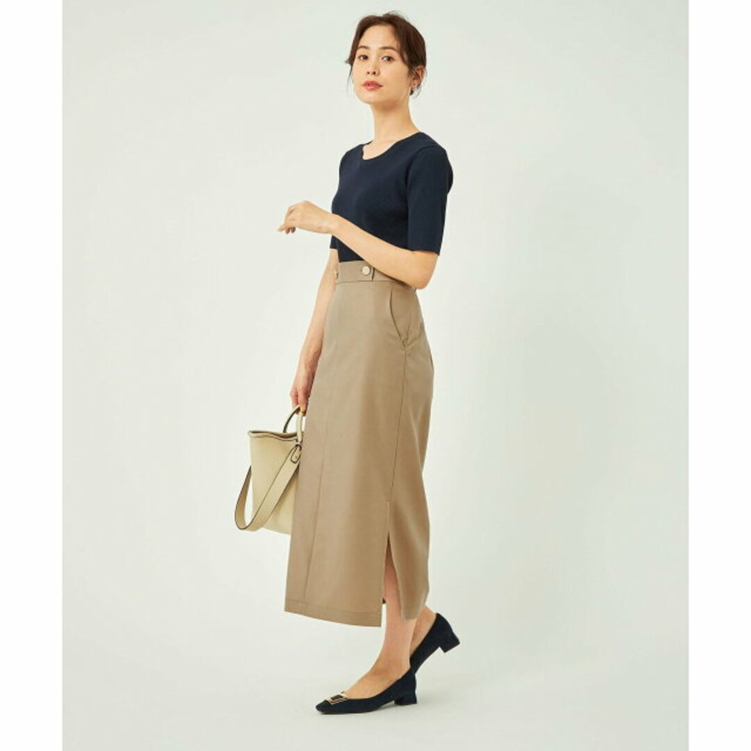 UNITED ARROWS green label relaxing(ユナイテッドアローズグリーンレーベルリラクシング)の【BEIGE】シャンブレー Iライン ロング タイトスカート -ストレッチ・接触冷感- レディースのスカート(ロングスカート)の商品写真