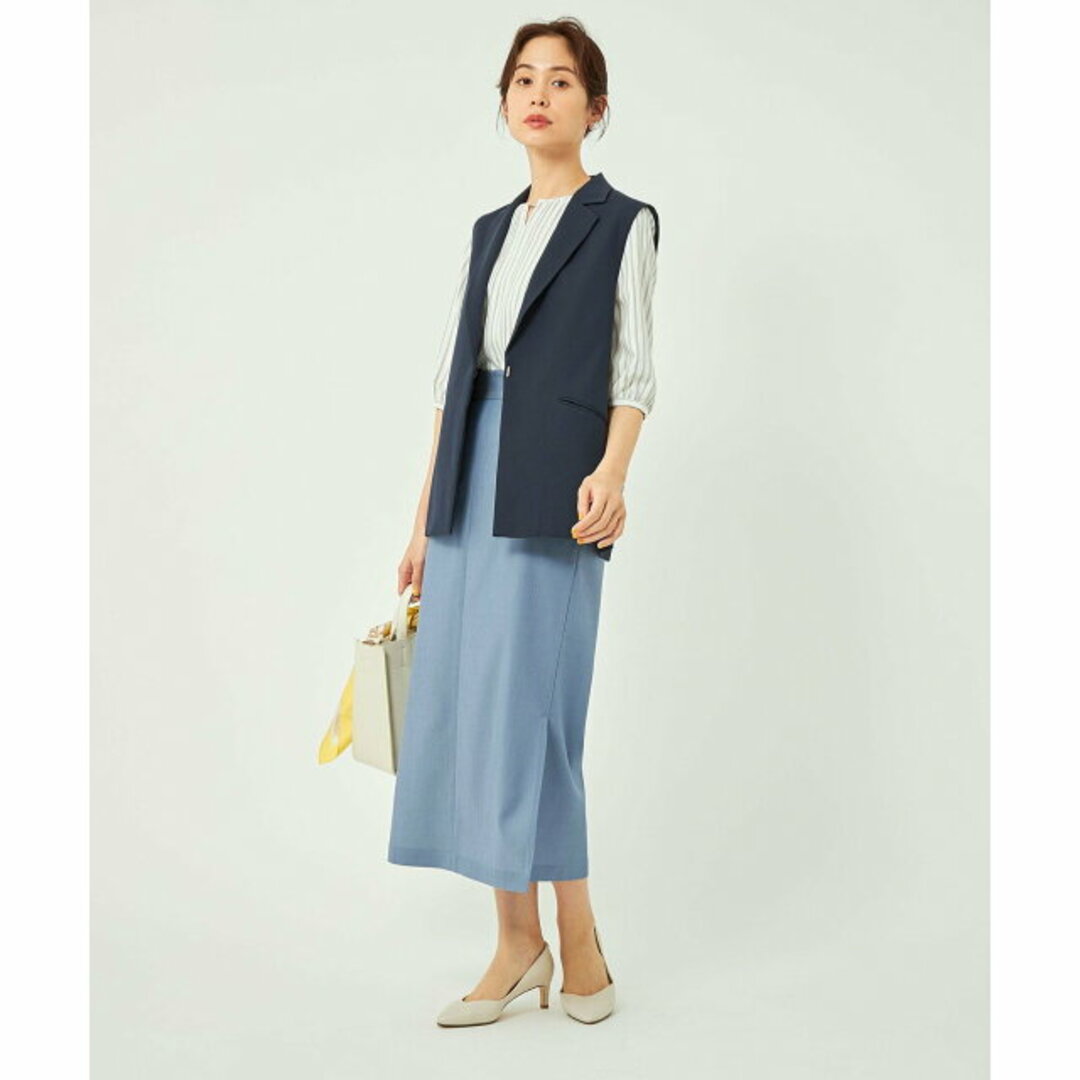 UNITED ARROWS green label relaxing(ユナイテッドアローズグリーンレーベルリラクシング)の【LT.BLUE】【S(36)】シャンブレー Iライン ロング タイトスカート -ストレッチ・接触冷感- レディースのスカート(ロングスカート)の商品写真