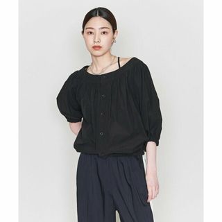 アストラット(ASTRAET)の【BLACK】<ASTRAET>CO ギャザー パフスリーブ 5分袖ブラウス(シャツ/ブラウス(長袖/七分))