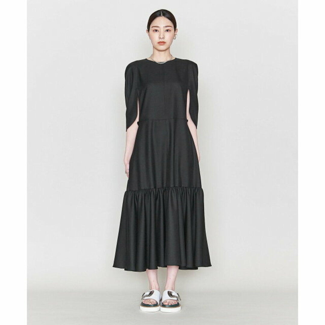 ASTRAET(アストラット)の【BLACK】<ASTRAET>PE ケープスリーブ ペプラムワンピース レディースのワンピース(ロングワンピース/マキシワンピース)の商品写真