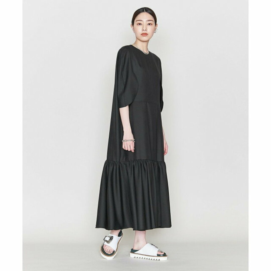 ASTRAET(アストラット)の【BLACK】<ASTRAET>PE ケープスリーブ ペプラムワンピース レディースのワンピース(ロングワンピース/マキシワンピース)の商品写真