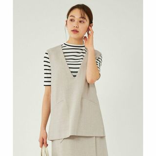 ユナイテッドアローズグリーンレーベルリラクシング(UNITED ARROWS green label relaxing)の【BEIGE】ツィーディー Vネック ベスト -ウォッシャブル・防シワ・吸水速乾-(ベスト/ジレ)