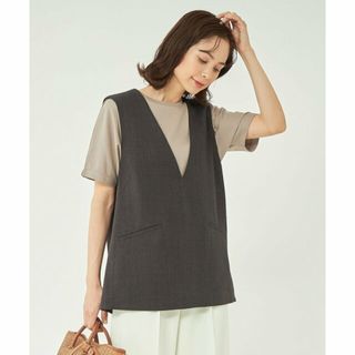 ユナイテッドアローズグリーンレーベルリラクシング(UNITED ARROWS green label relaxing)の【DK.GRAY】ツィーディー Vネック ベスト -ウォッシャブル・防シワ・吸水速乾-(ベスト/ジレ)