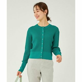 ユナイテッドアローズグリーンレーベルリラクシング(UNITED ARROWS green label relaxing)の【KELLY】フェイクパールボタン ミニ ケーブル カーディガン(カーディガン)