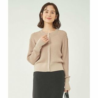 ユナイテッドアローズグリーンレーベルリラクシング(UNITED ARROWS green label relaxing)の【BEIGE】フェイクパールボタン ミニ ケーブル カーディガン(カーディガン)