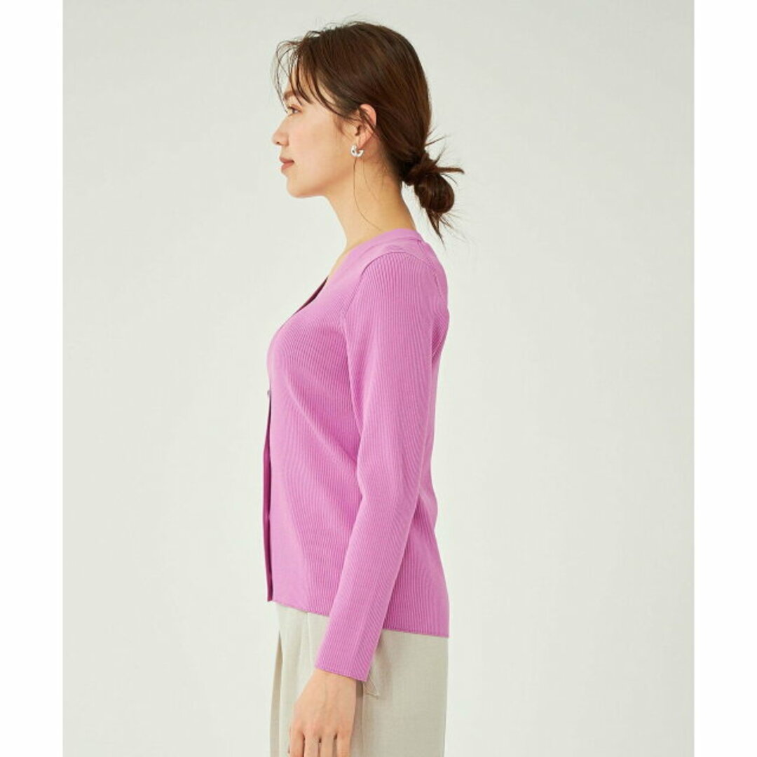 UNITED ARROWS green label relaxing(ユナイテッドアローズグリーンレーベルリラクシング)の【PINK】<1_OF MINE> ホソ リブ Vネック カーディガン -ウォッシャブル- レディースのトップス(カーディガン)の商品写真