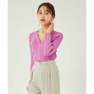 ユナイテッドアローズグリーンレーベルリラクシング(UNITED ARROWS green label relaxing)の【PINK】<1_OF MINE> ホソ リブ Vネック カーディガン -ウォッシャブル-(カーディガン)