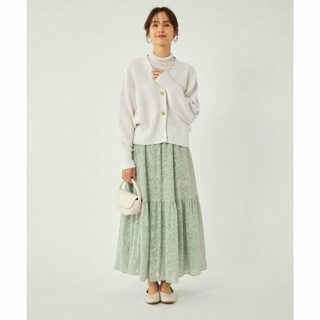 UNITED ARROWS green label relaxing(ユナイテッドアローズグリーンレーベルリラクシング)の【LIME】カット ジャカード ティアード スカート レディースのスカート(ロングスカート)の商品写真