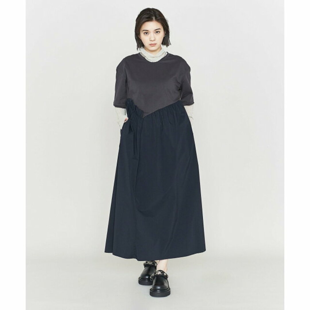 ASTRAET(アストラット)の【NAVY】<ASTRAET>クルーネック コンビ フレアワンピース レディースのワンピース(ロングワンピース/マキシワンピース)の商品写真