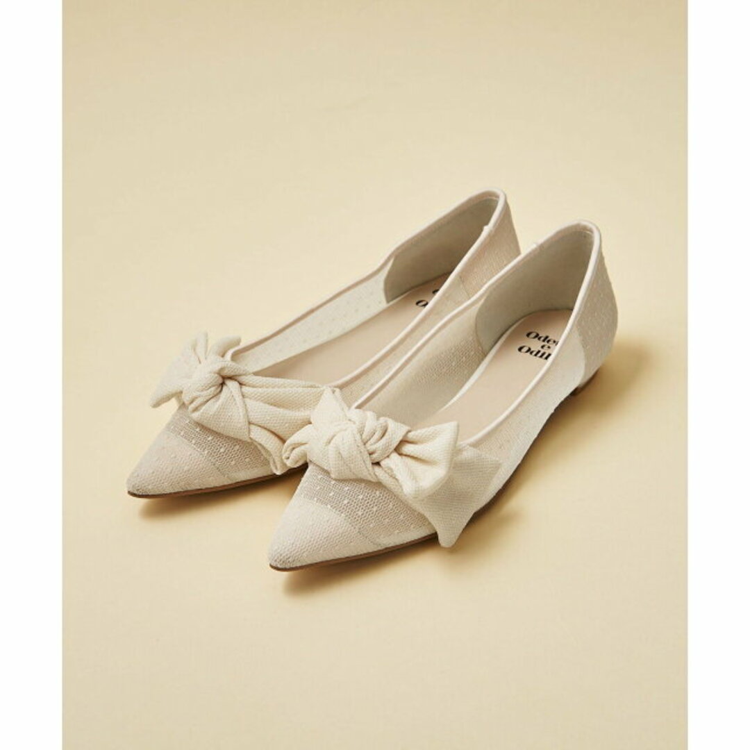 Odette e Odile(オデットエオディール)の【OFF WHITE】アシンメトリーリボン フラット15●↑ レディースの靴/シューズ(ハイヒール/パンプス)の商品写真